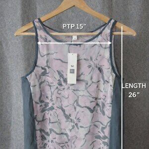 GAP Sheer Floral Sleeveless Blouse – Women’s Medium Pink & Gray Layered Tank Top